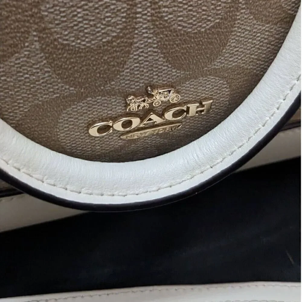 Coach Mini Sierra‎ Satchel In Signature Canvas Gold Light Khaki Chalk
